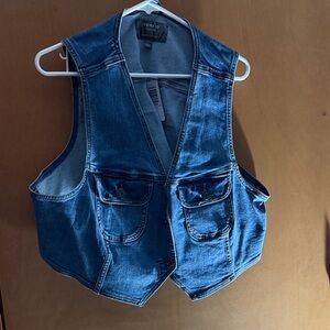 Torrid Blue Denim Vest with Buttoned Pockets